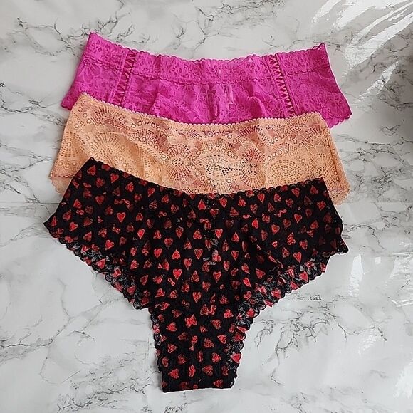 3 Victoria's Secret Very Sexy Lace Cheeky Panty L - Picture 1 of 15